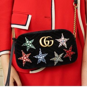 GUCCI GG Marmont 2.0 Crystal Stars Velvet Bag
